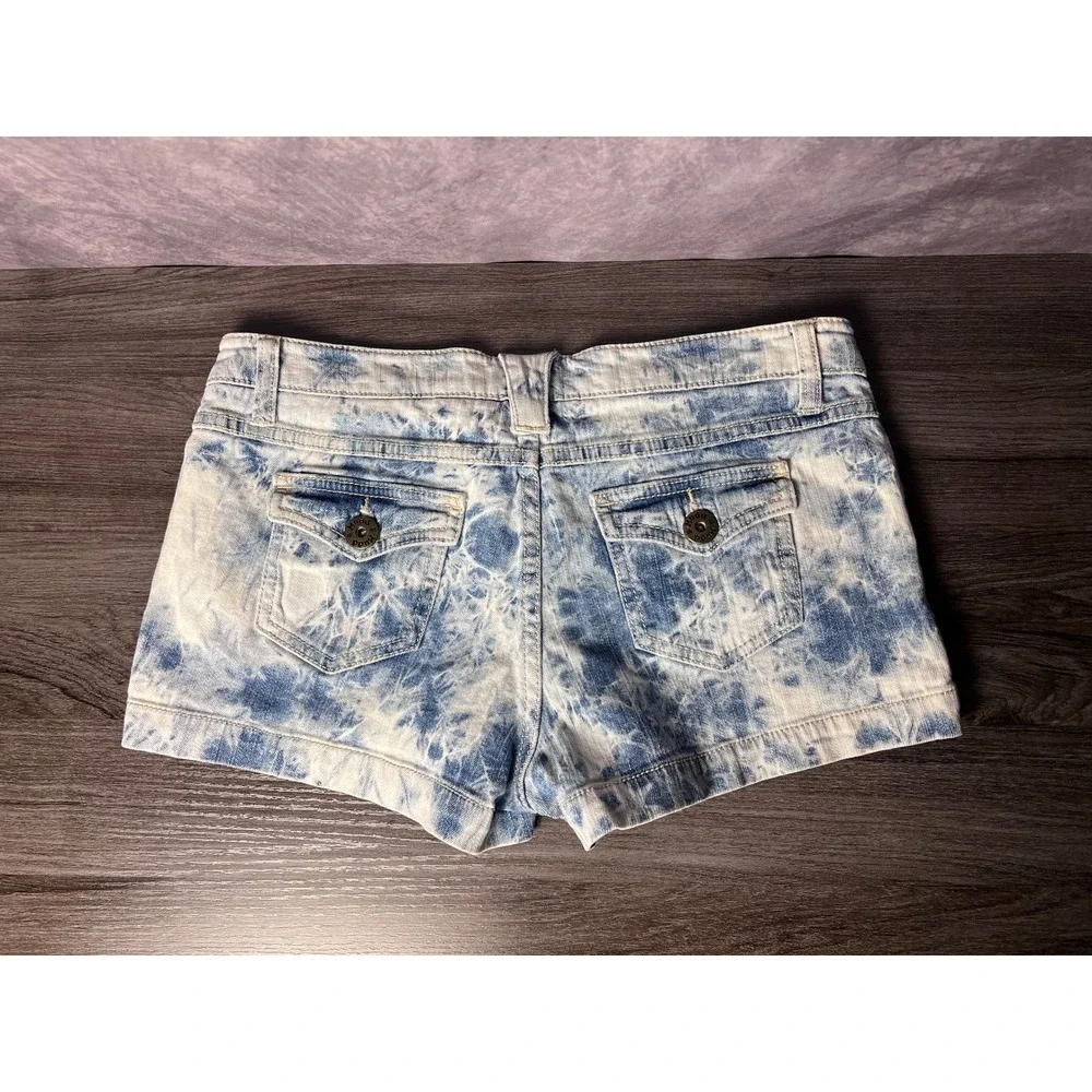 Vintage Y2K Mudd Acid Wash Denim Shorts Low Rise Size 9 Distressed - Picture 2 of 7